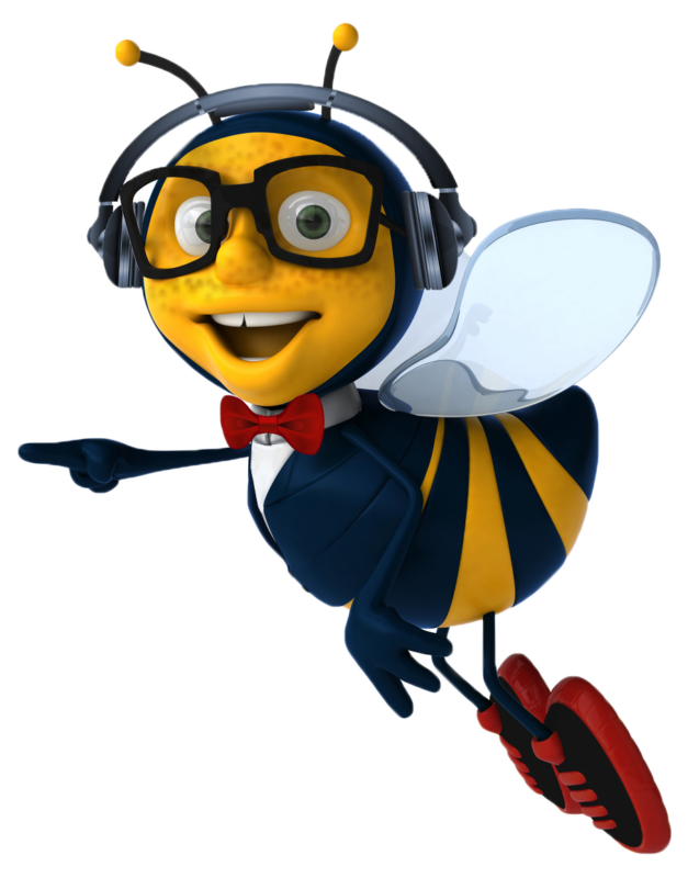 cartoon bee in a suit